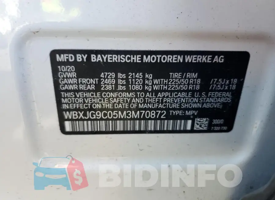 WBXJG9C05M3M70872 Photo# 13
