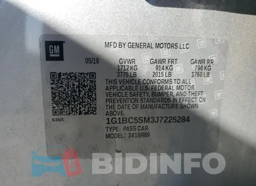 1G1BC5SM3J7225284 Photo# 12