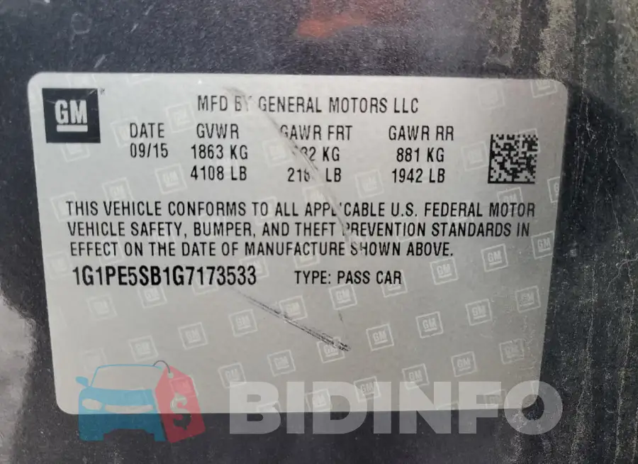 1G1PE5SB1G7173533 Photo# 13