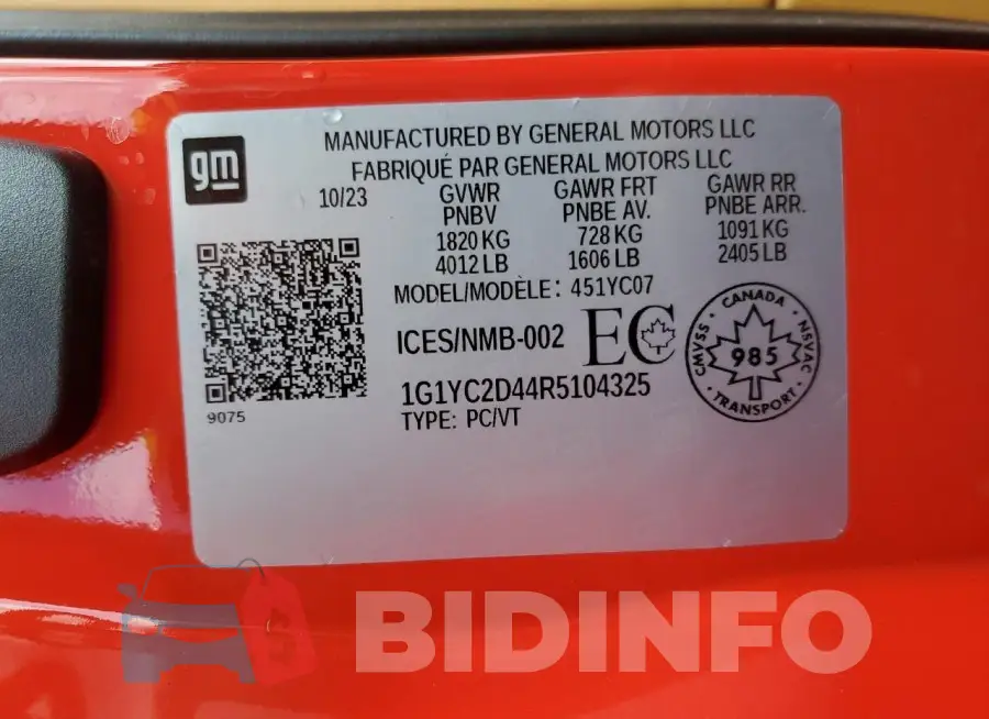 1G1YC2D44R5104325 Photo# 13