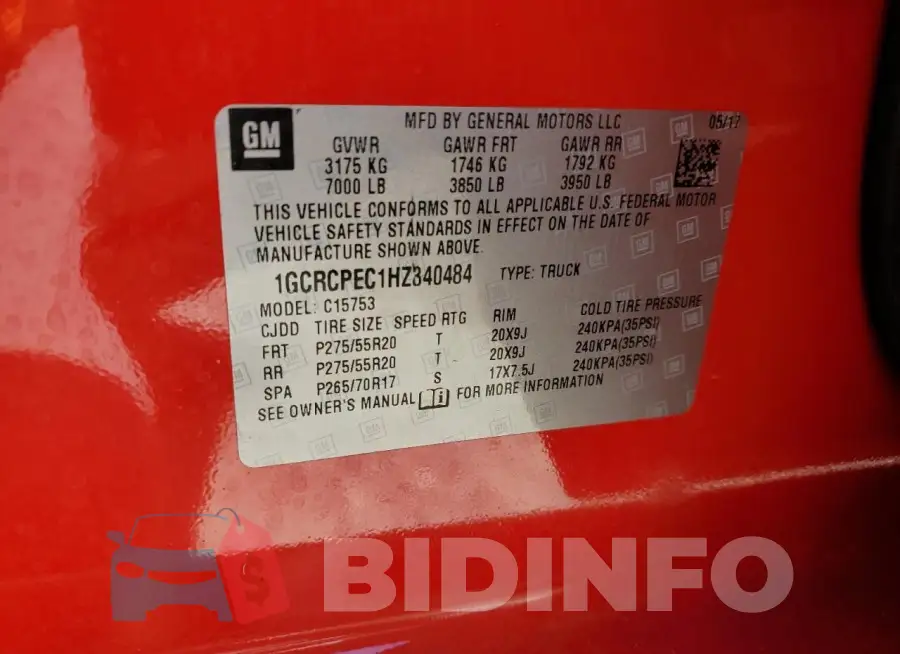 1GCRCPEC1HZ340484 Photo# 12