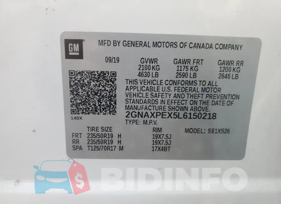 2GNAXPEX5L6150218 Photo# 13