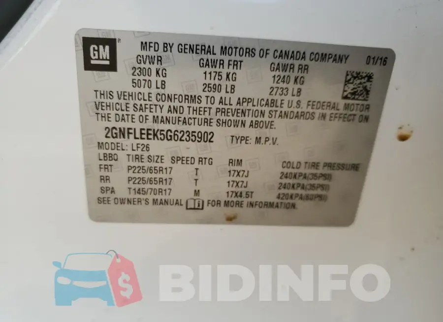 2GNFLEEK5G6235902 Photo# 13