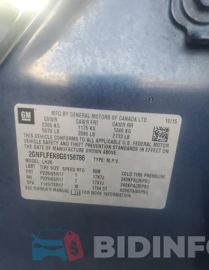 2GNFLFEK8G6158786 Photo# 13