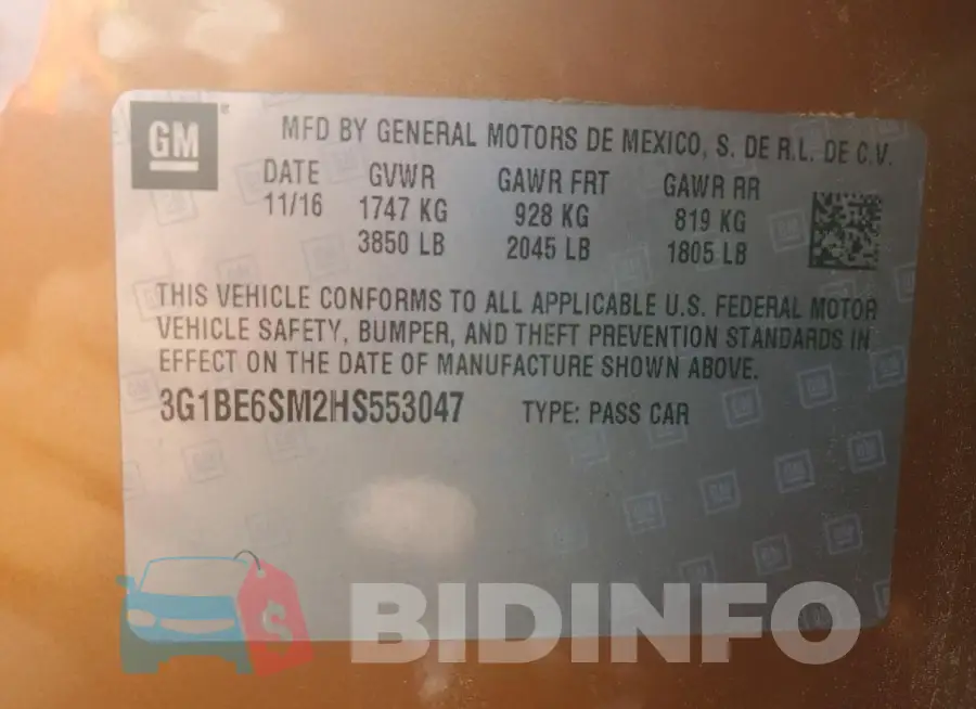 3G1BE6SM2HS553047 Photo# 12
