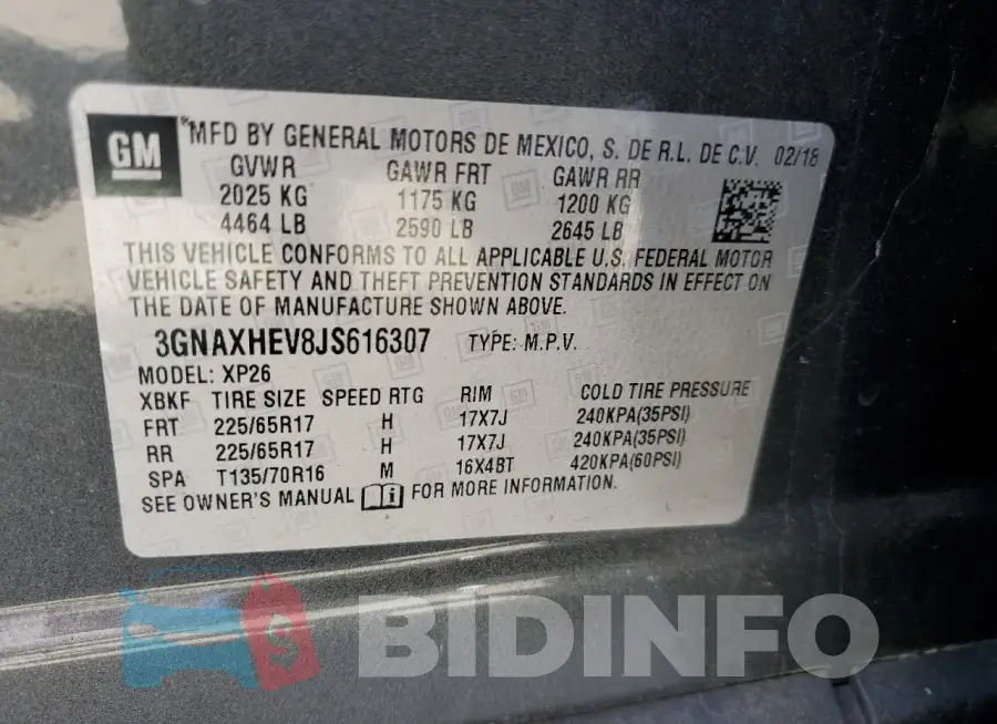 3GNAXHEV8JS616307 Photo# 13