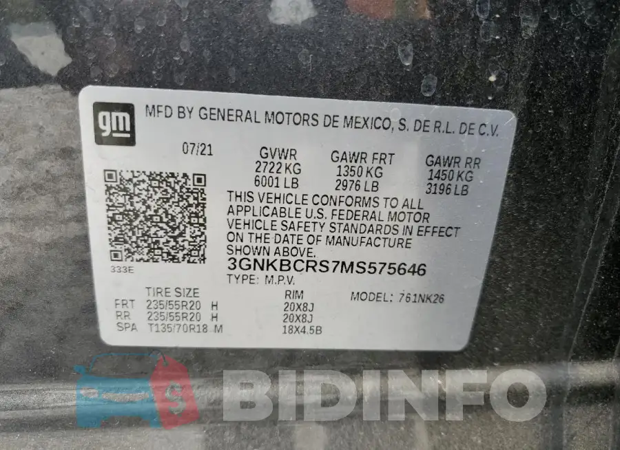 3GNKBCRS7MS575646 Photo# 14