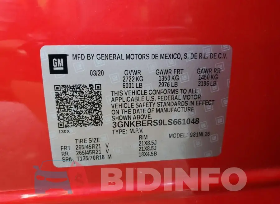 3GNKBERS9LS661048 Photo# 13
