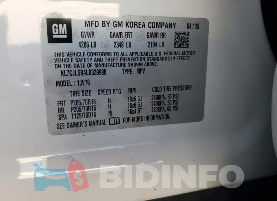 KL7CJLSB4LB339988 Photo# 13