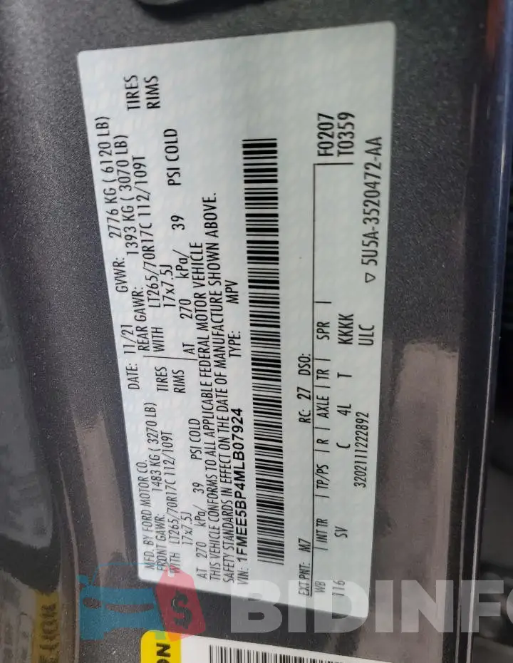 1FMEE5BP4MLB07924 Photo# 12