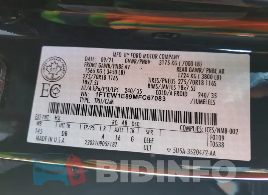 1FTEW1E89MFC67083 Photo# 12