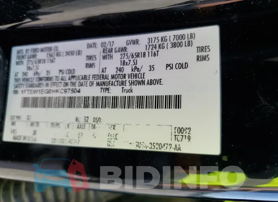 1FTEW1EG8HKC97504 Photo# 12