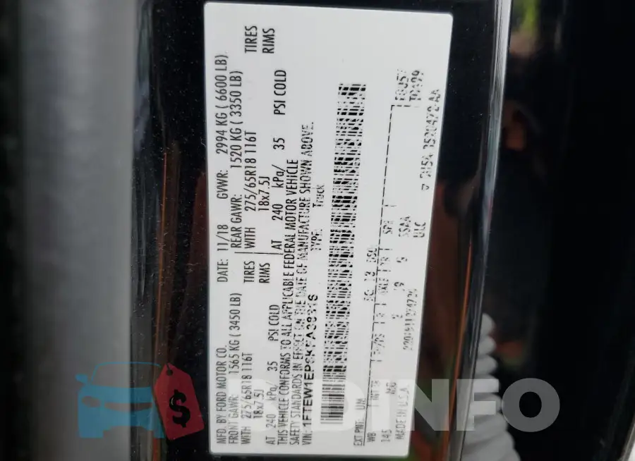 1FTEW1EP6KFA38316 Photo# 12
