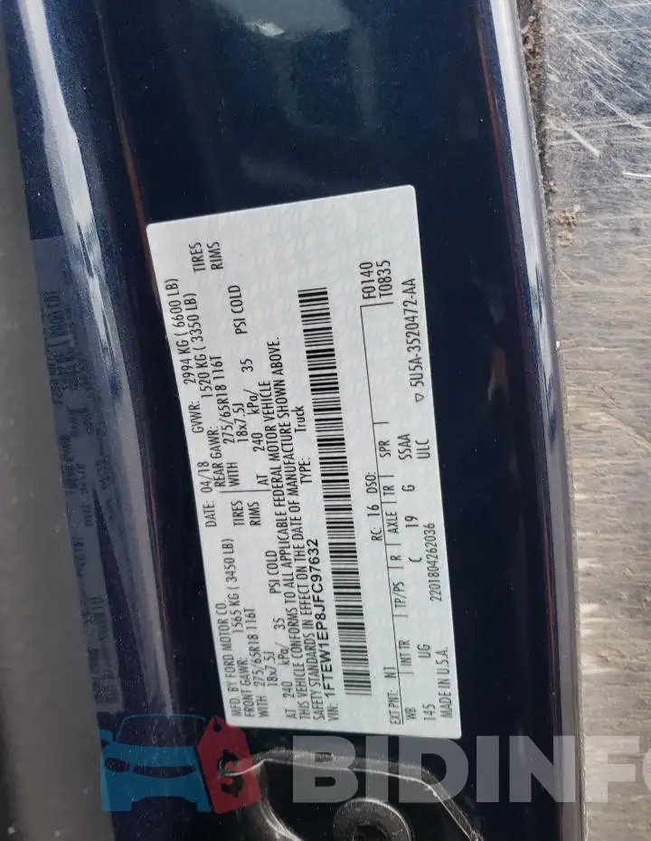1FTEW1EP8JFC97632 Photo# 12