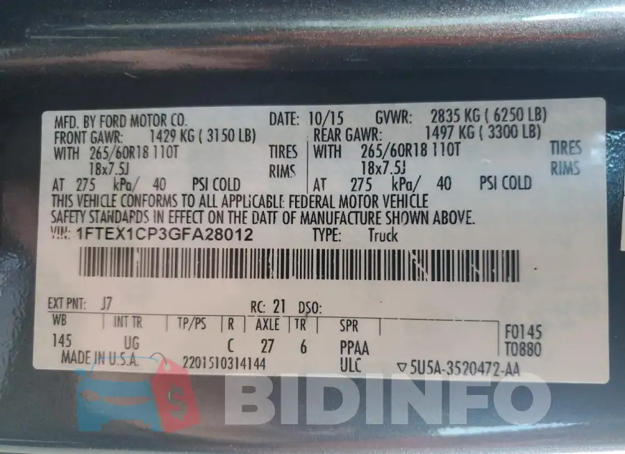1FTEX1CP3GFA28012 Photo# 12