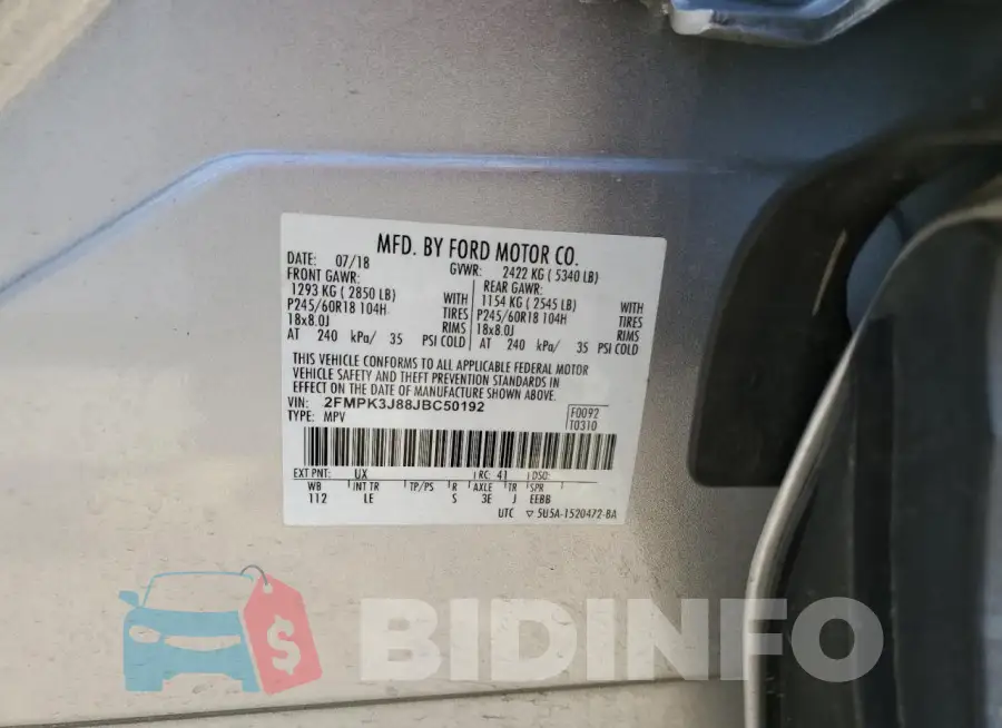 2FMPK3J88JBC50192 Photo# 13