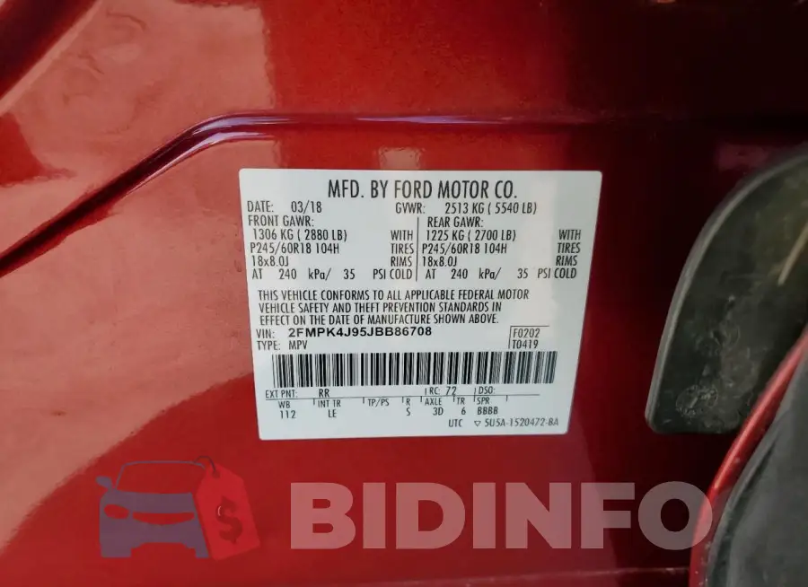 2FMPK4J95JBB86708 Photo# 13