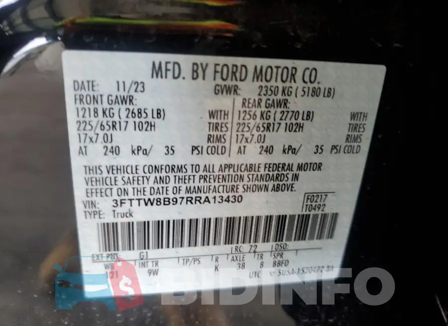 3FTTW8B97RRA13430 Photo# 13