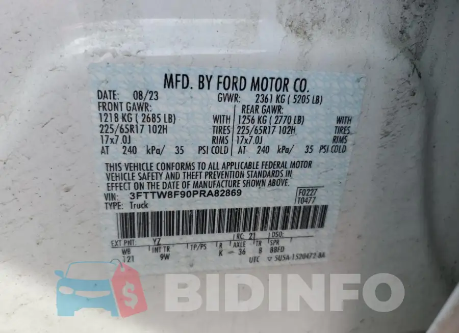 3FTTW8F90PRA82869 Photo# 12