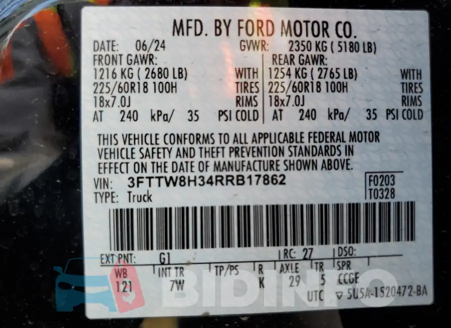 3FTTW8H34RRB17862 Photo# 13