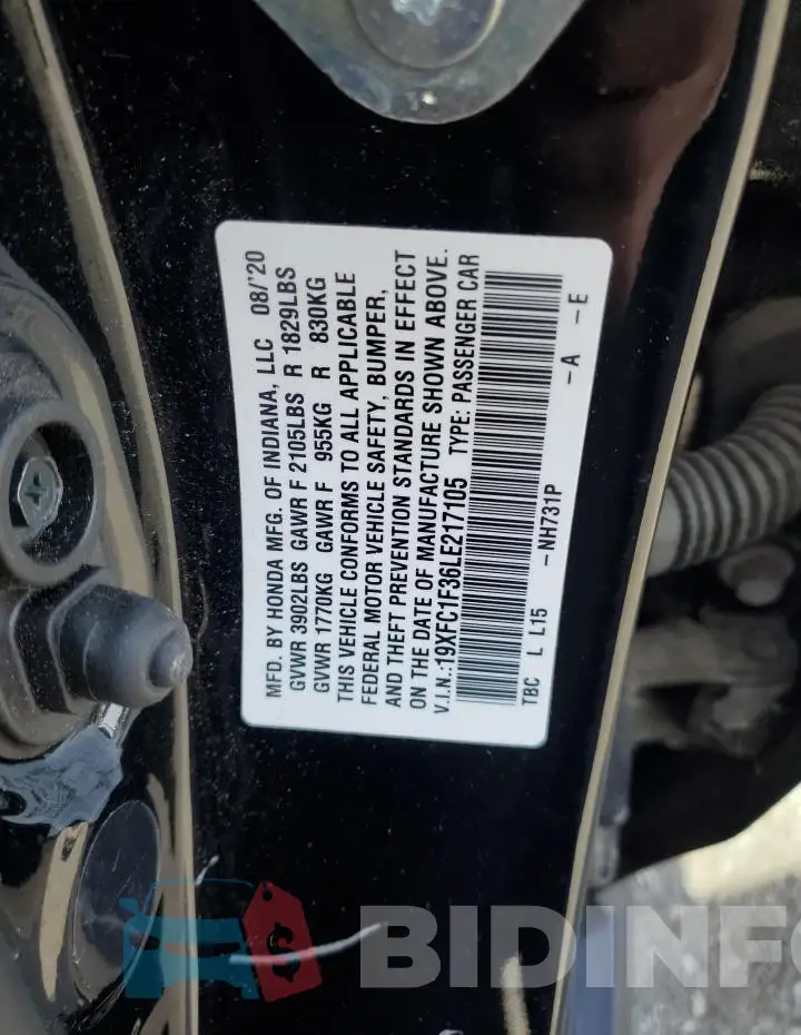19XFC1F36LE217105 Photo# 12