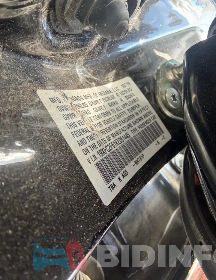 19XFC2F61KE051445 Photo# 12