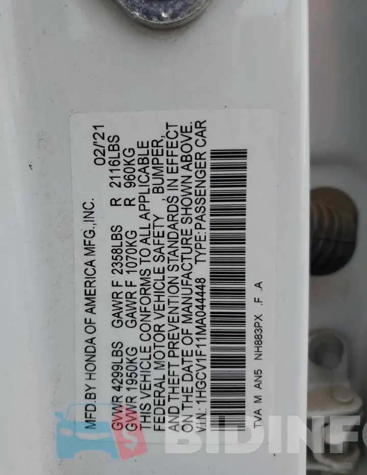 1HGCV1F11MA044448 Photo# 12