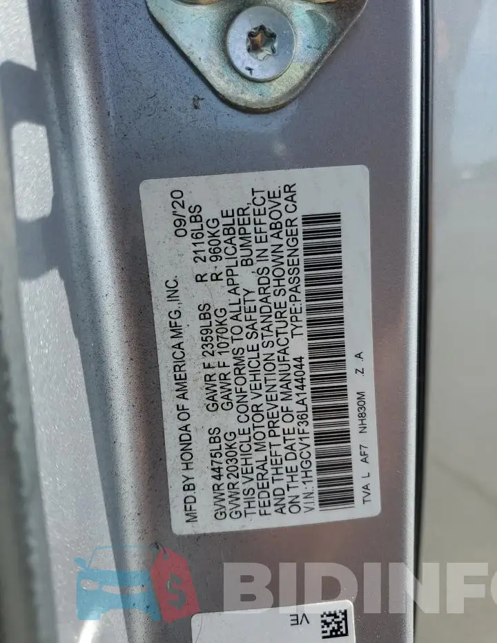 1HGCV1F36LA144044 Photo# 12