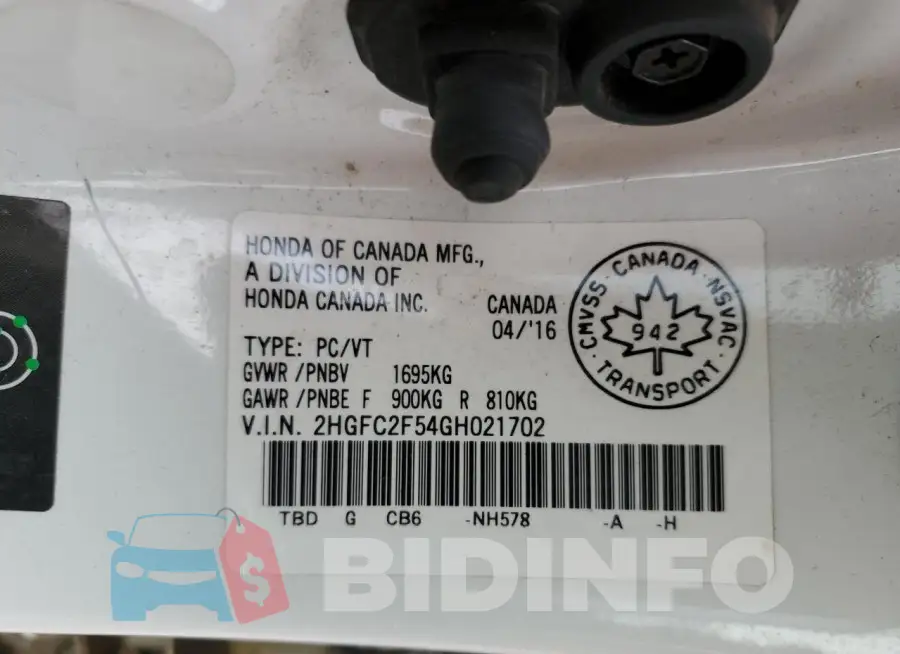 2HGFC2F54GH021702 Photo# 12