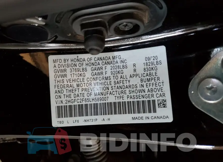 2HGFC2F65LH589007 Photo# 12