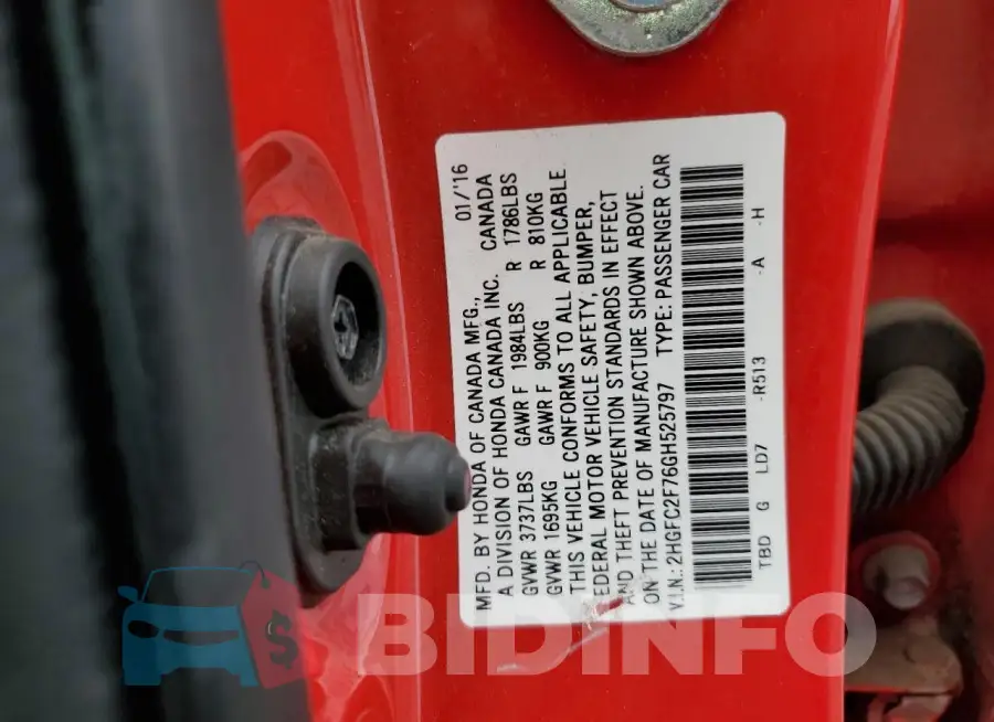 2HGFC2F76GH525797 Photo# 12