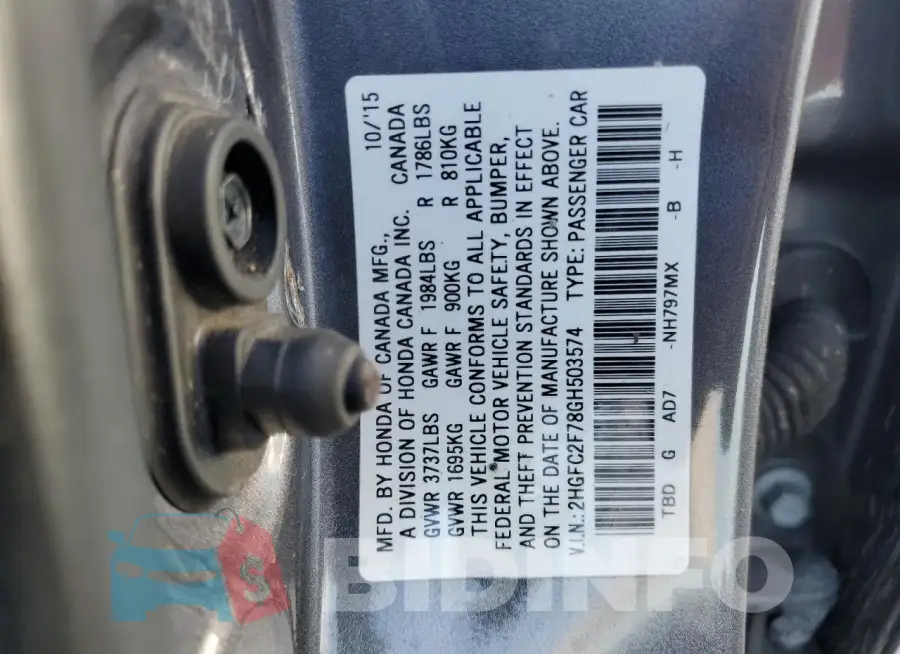 2HGFC2F78GH503574 Photo# 12