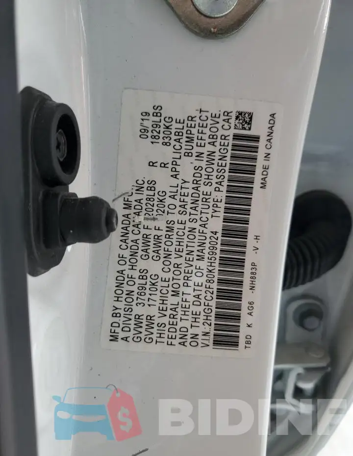 2HGFC2F80KH599024 Photo# 12