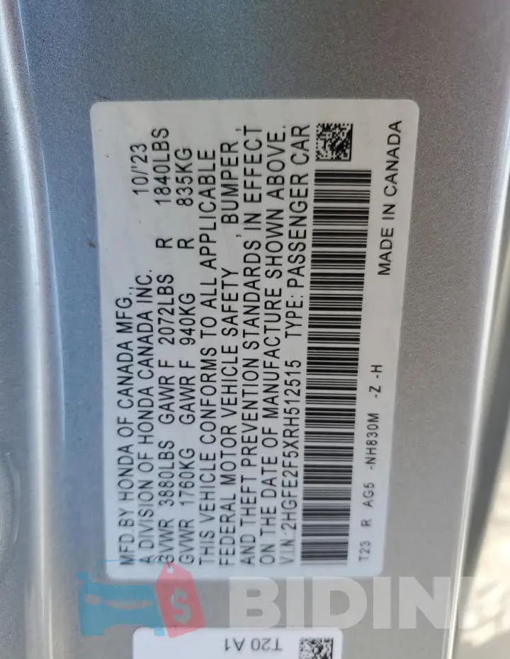 2HGFE2F5XRH512515 Photo# 12