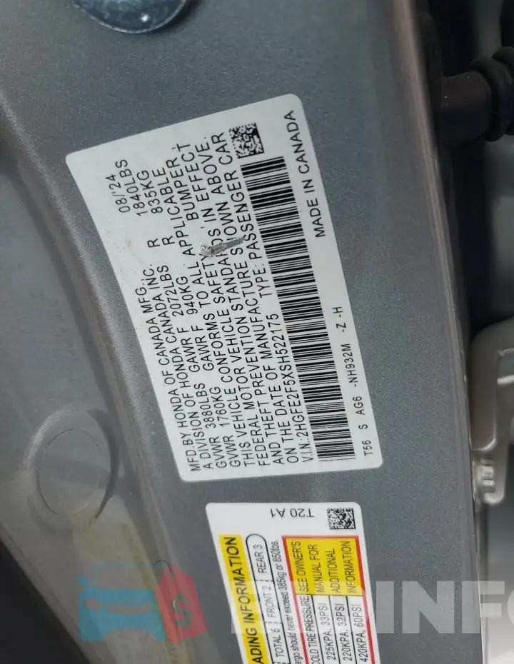 2HGFE2F5XSH522175 Photo# 12