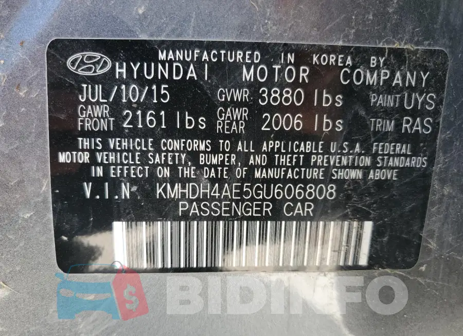 KMHDH4AE5GU606808 Photo# 13