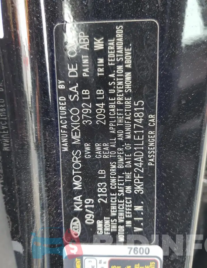 3KPF24AD1LE174815 Photo# 13