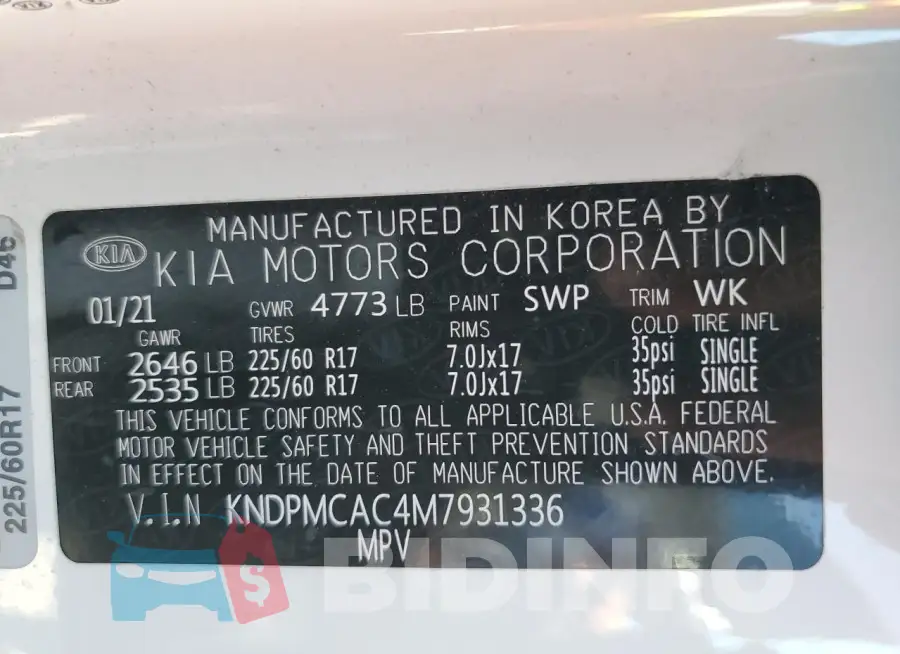 KNDPMCAC4M7931336 Photo# 12