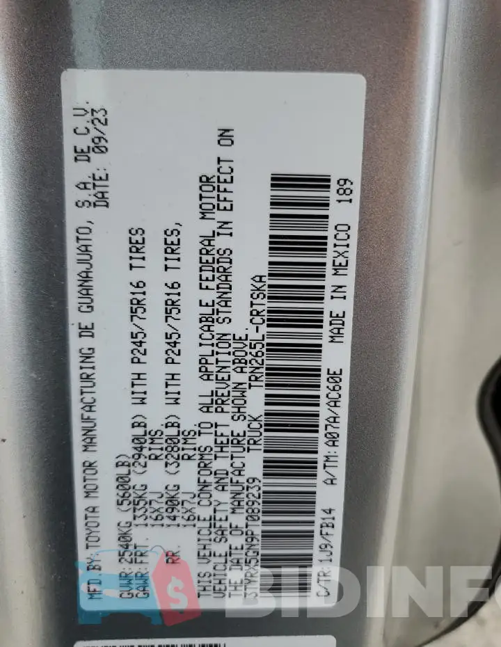 3TYRX5GN9PT089239 Photo# 12