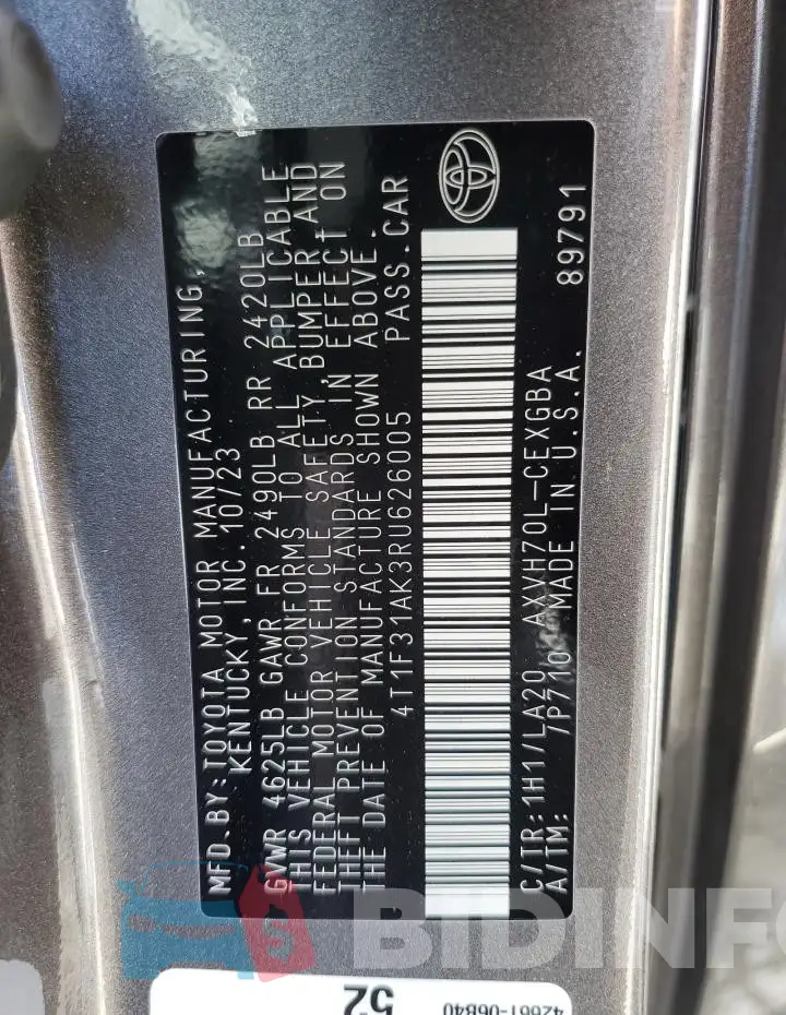 4T1F31AK3RU626005 Photo# 12