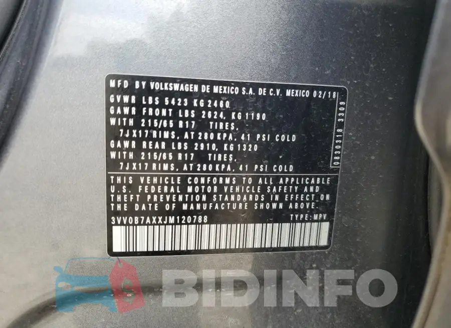 3VV0B7AXXJM120788 Photo# 13