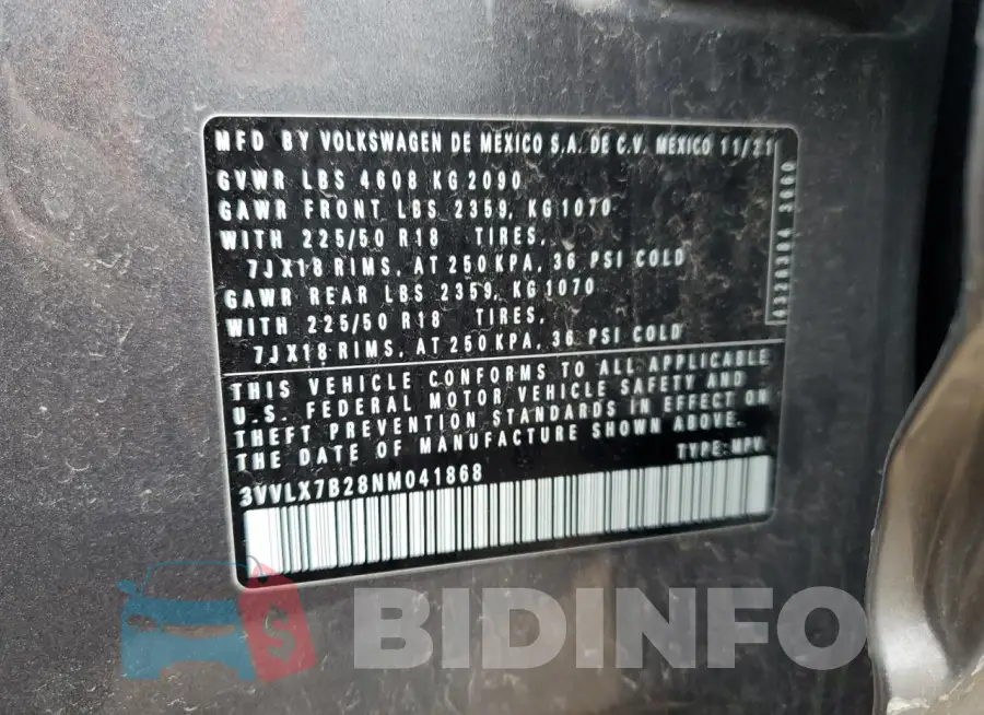 3VVLX7B28NM041868 Photo# 13