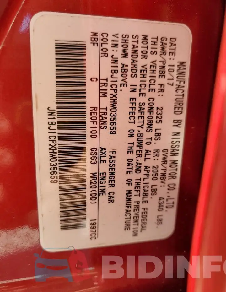 JN1BJ1CPXHW035659 Photo# 14