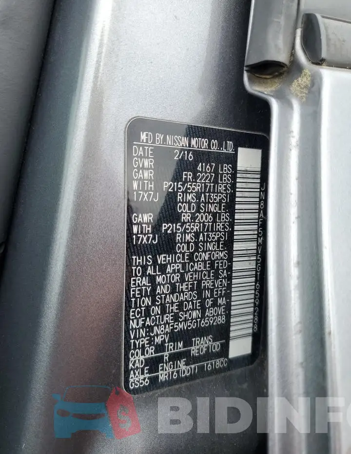 JN8AF5MV5GT659288 Photo# 14
