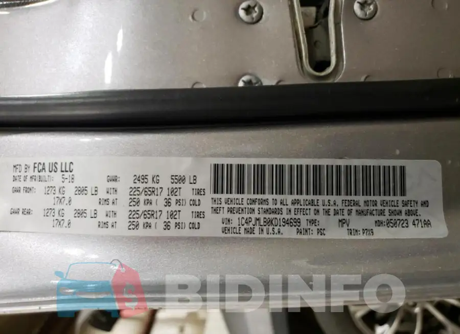1C4PJMLB0KD194699 Photo# 13