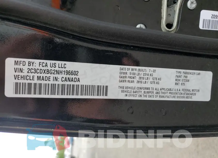 2C3CDXBG2NH196602 Photo# 12