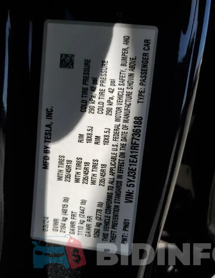 5YJ3E1EA1RF736188 Photo# 13
