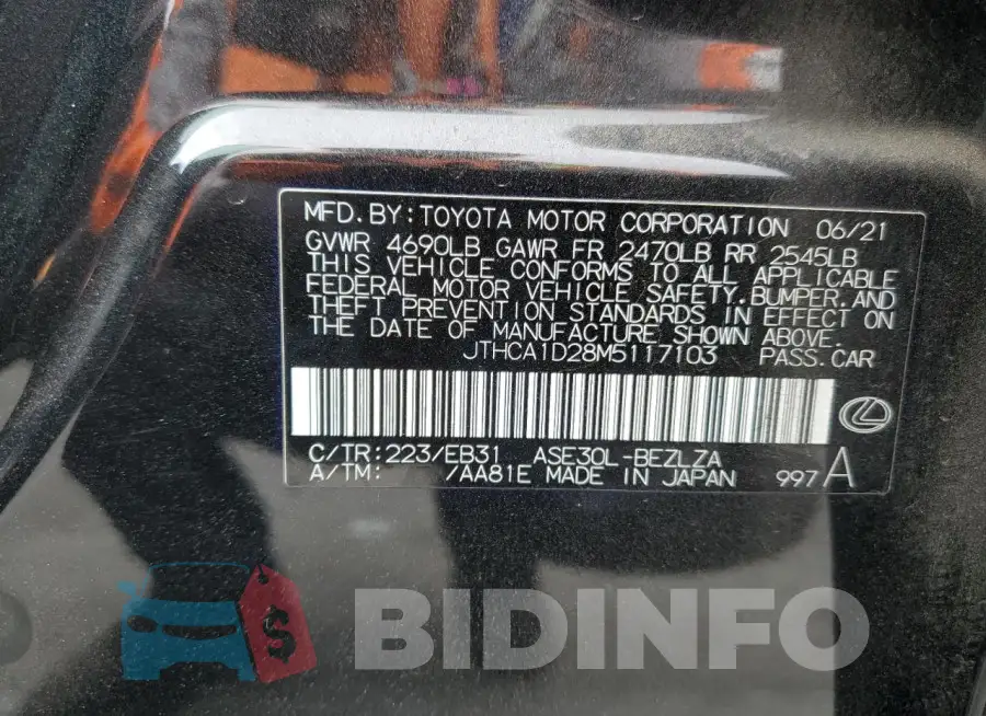JTHCA1D28M5117103 Photo# 12