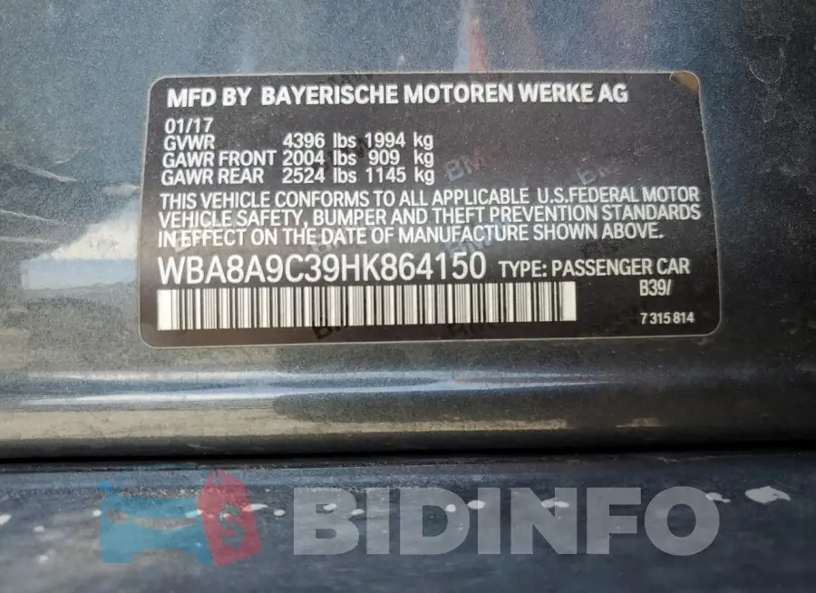 WBA8A9C39HK864150 Photo# 12