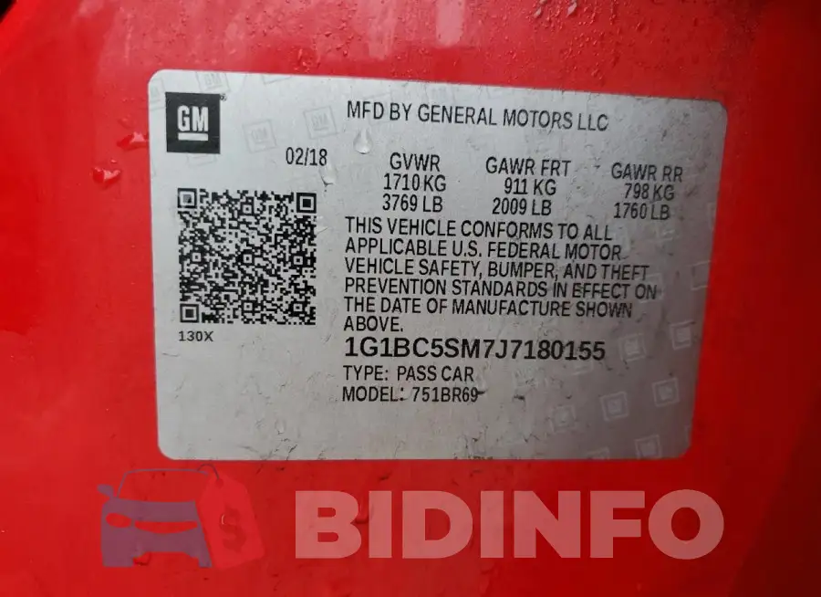 1G1BC5SM7J7180155 Photo# 12